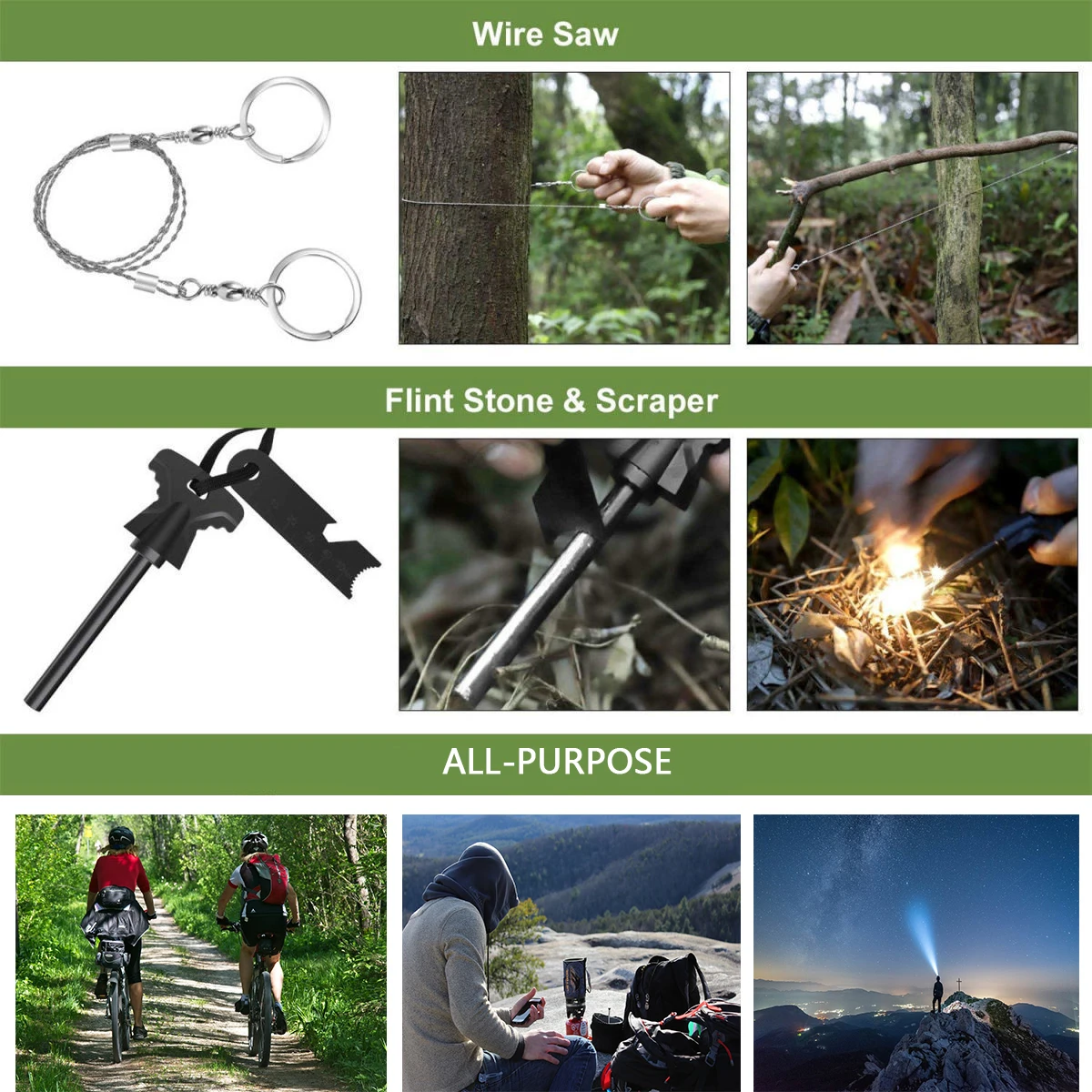 Kit de supervivencia: equipo y herramientas tácticas de supervivencia para acampada, senderismo, caza y aventuras al aire libre. - Imagen 3